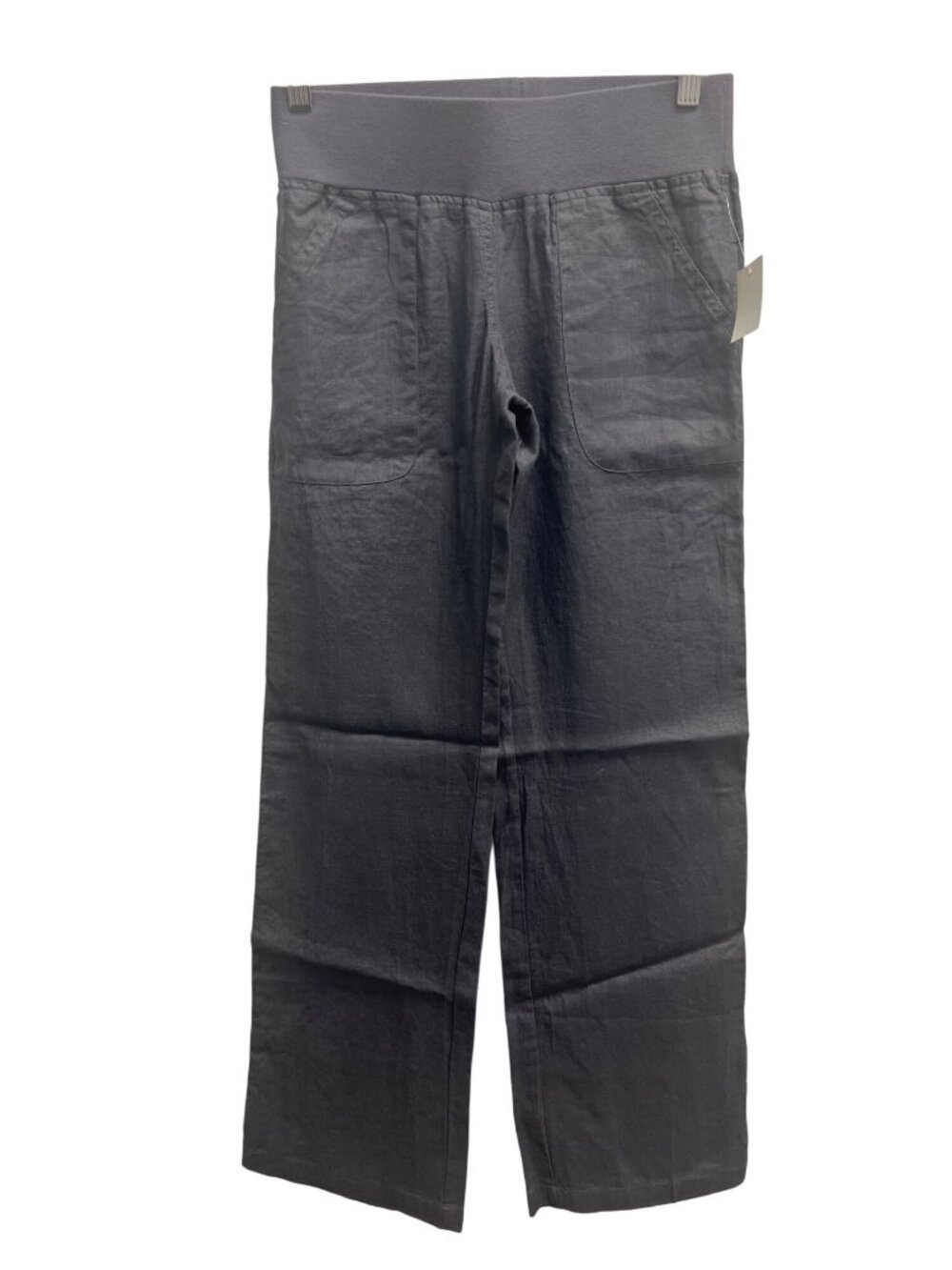 Allen Allen Gray Wide-Leg Linen Pants